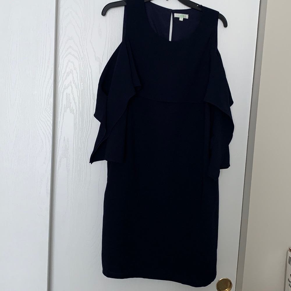 Navy blue dress with open shoulders